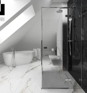 Glamour + minimalizm, czyli efektowna marmurowa łazienka