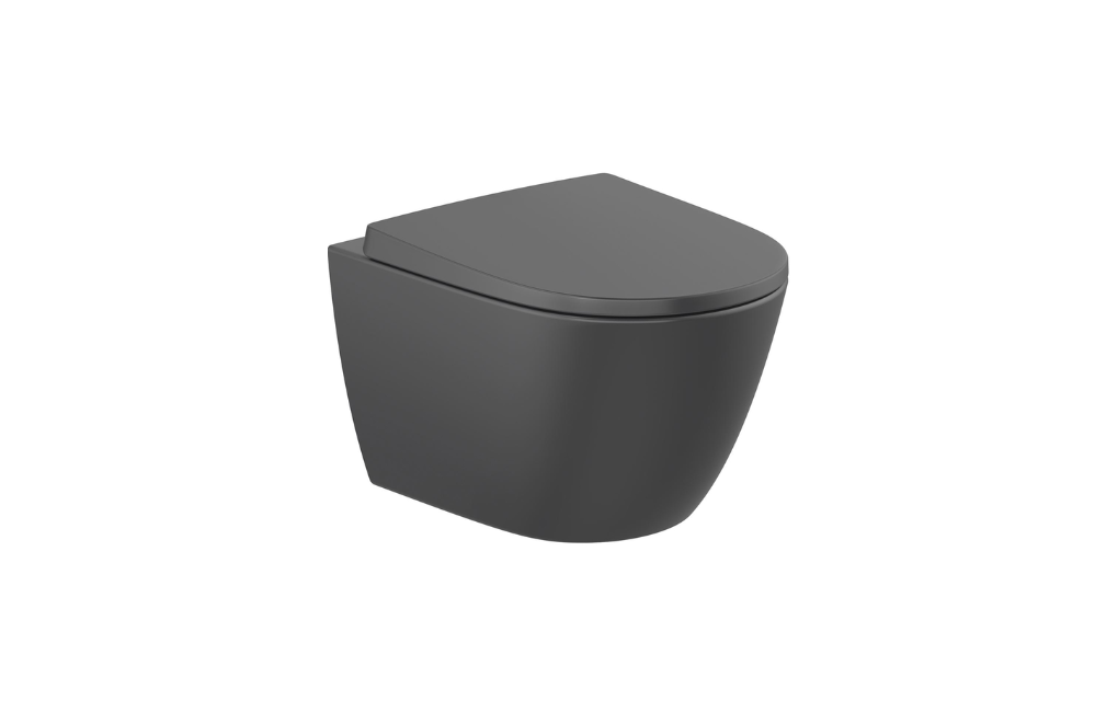 MISKA WISZĄCA ONA RIMLESS Z DESKĄ WOLNOOPADAJĄCĄ WYPINANĄ, CZARNY MAT 53 cm