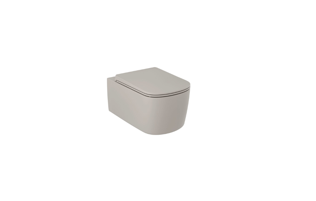 MISKA WC RESA S SPRIRAL-FLUSH Z DESKĄ SLIM WOLNOOPADAJĄCĄ WYPINANĄ, SZARO-BEŻOWY MAT 55 cm
