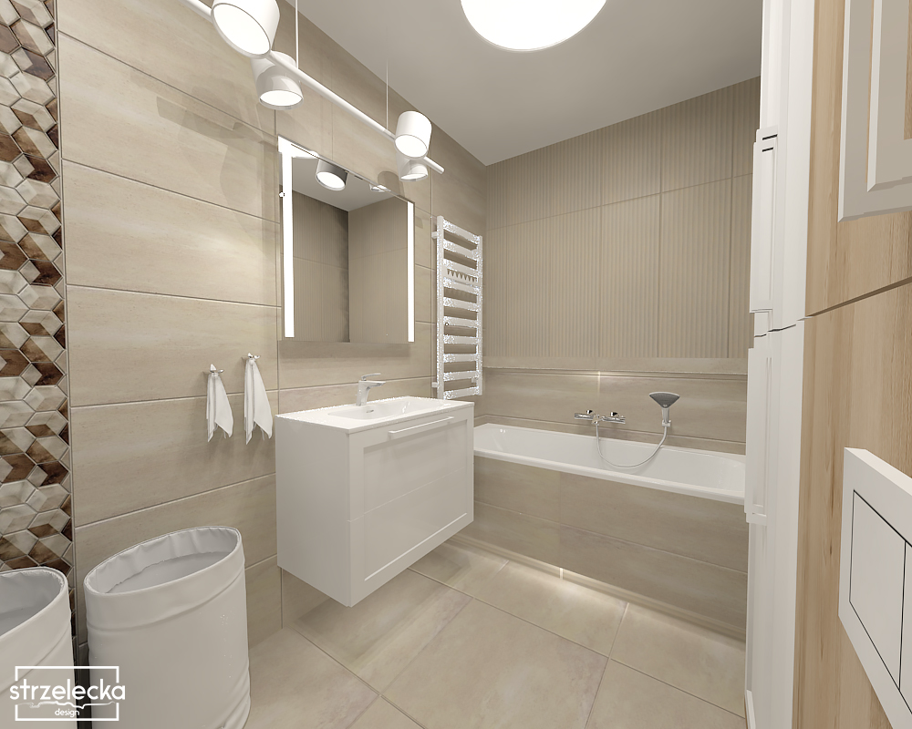 Minimalistyczna łazienka z wanną Studio Strzelecka Design