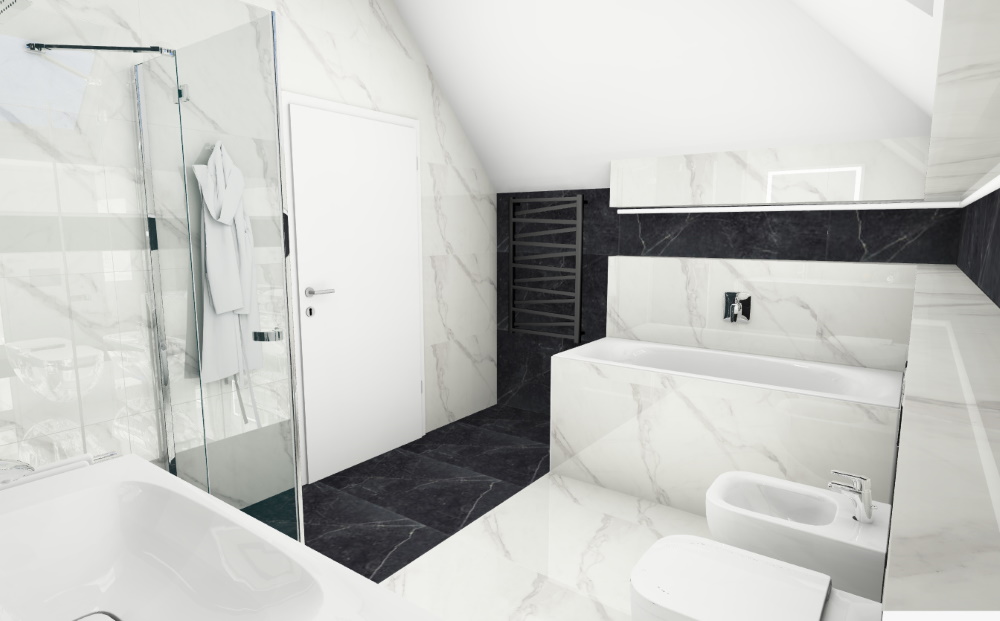 nowoczesna łazienka black&white