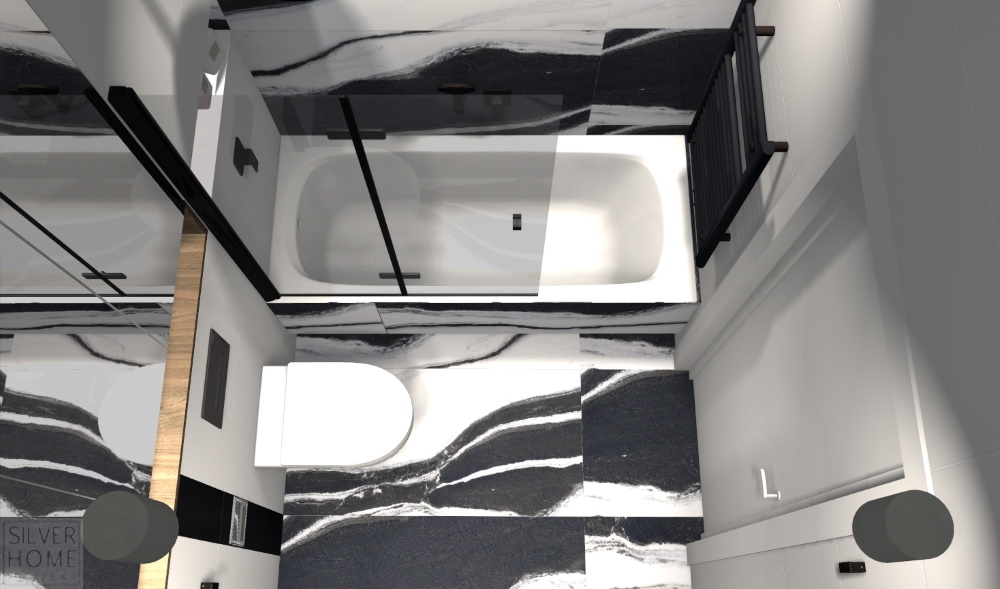 nowoczesna łazienka w czerni i bieli