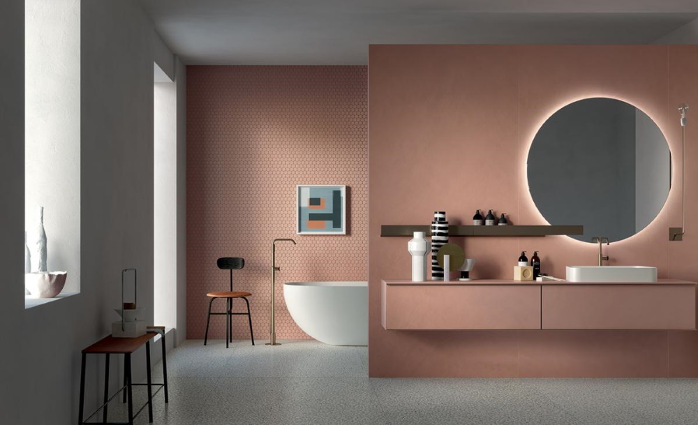 nowoczesna łazienka w pastelowych kolorach