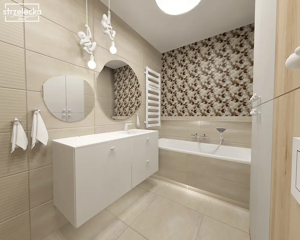 Łazienka boho w jasnych odcieniach Studio Strzelecka Design