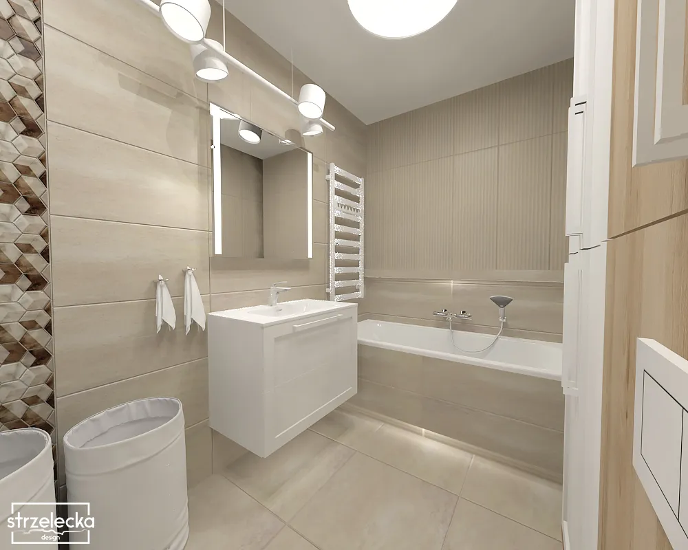 Minimalistyczna łazienka z wanną Studio Strzelecka Design