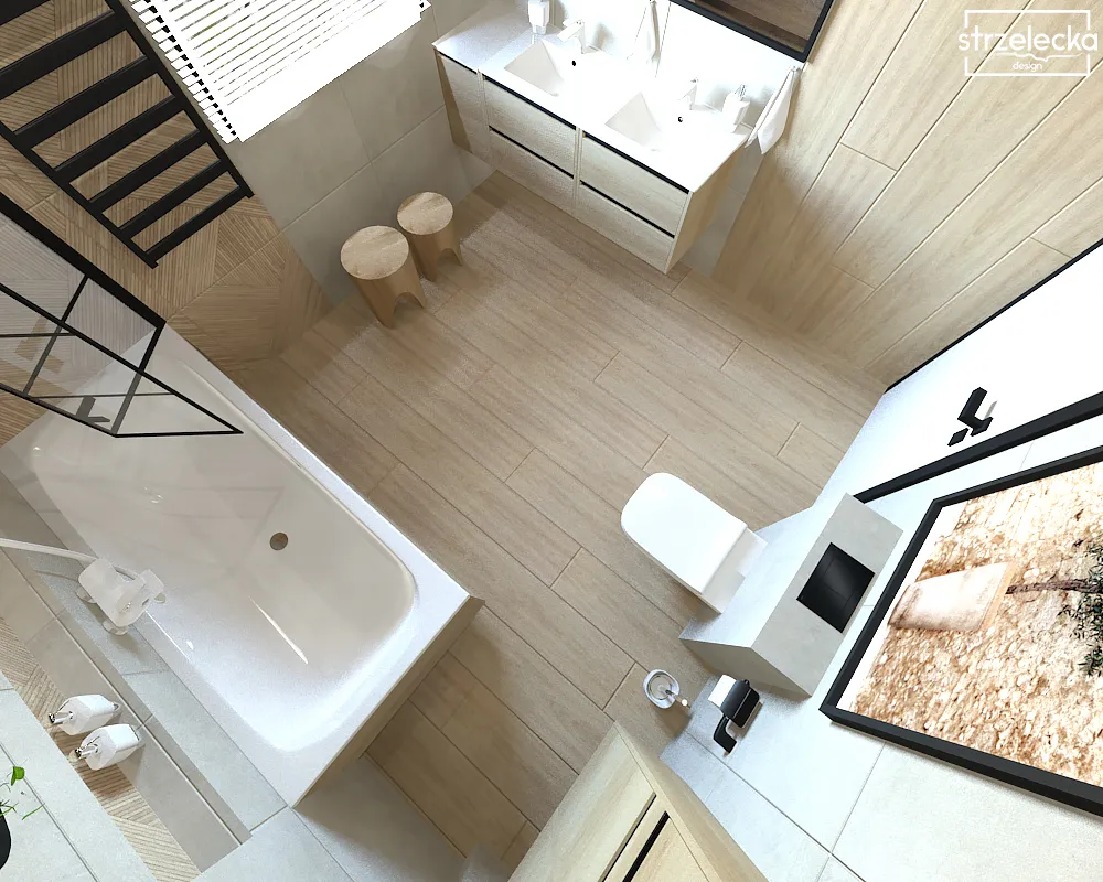 Mała funkcjonalna łazienka w prosty stylu