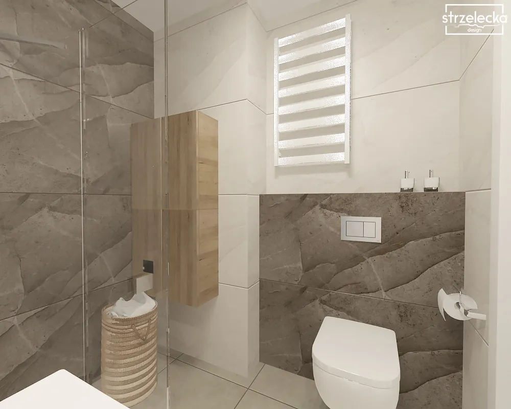 Mała łazienka w ciepłych brązach