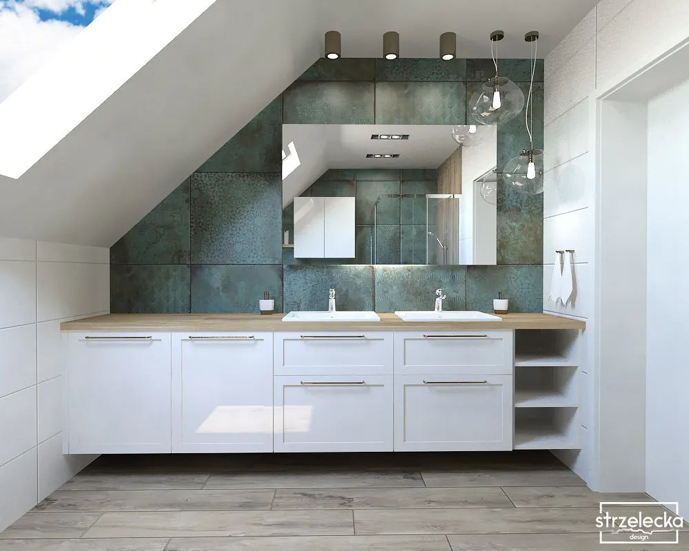 strefa umywalkowa w zieleni