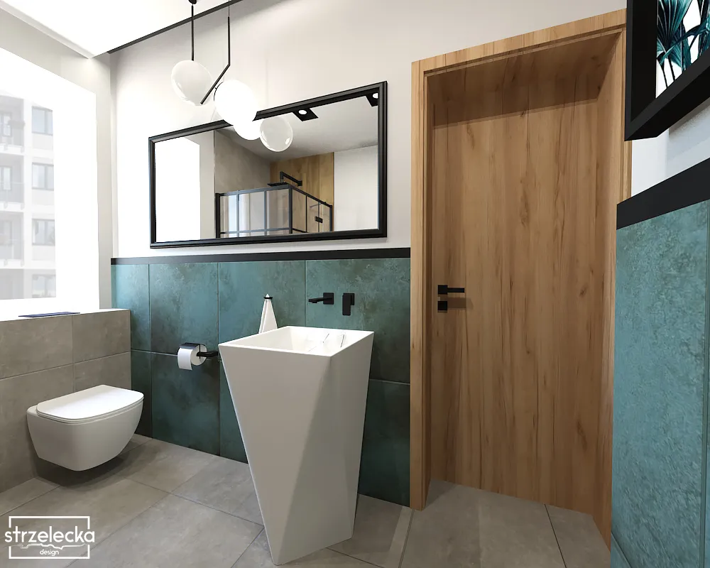 łazienka z elementami zieleni