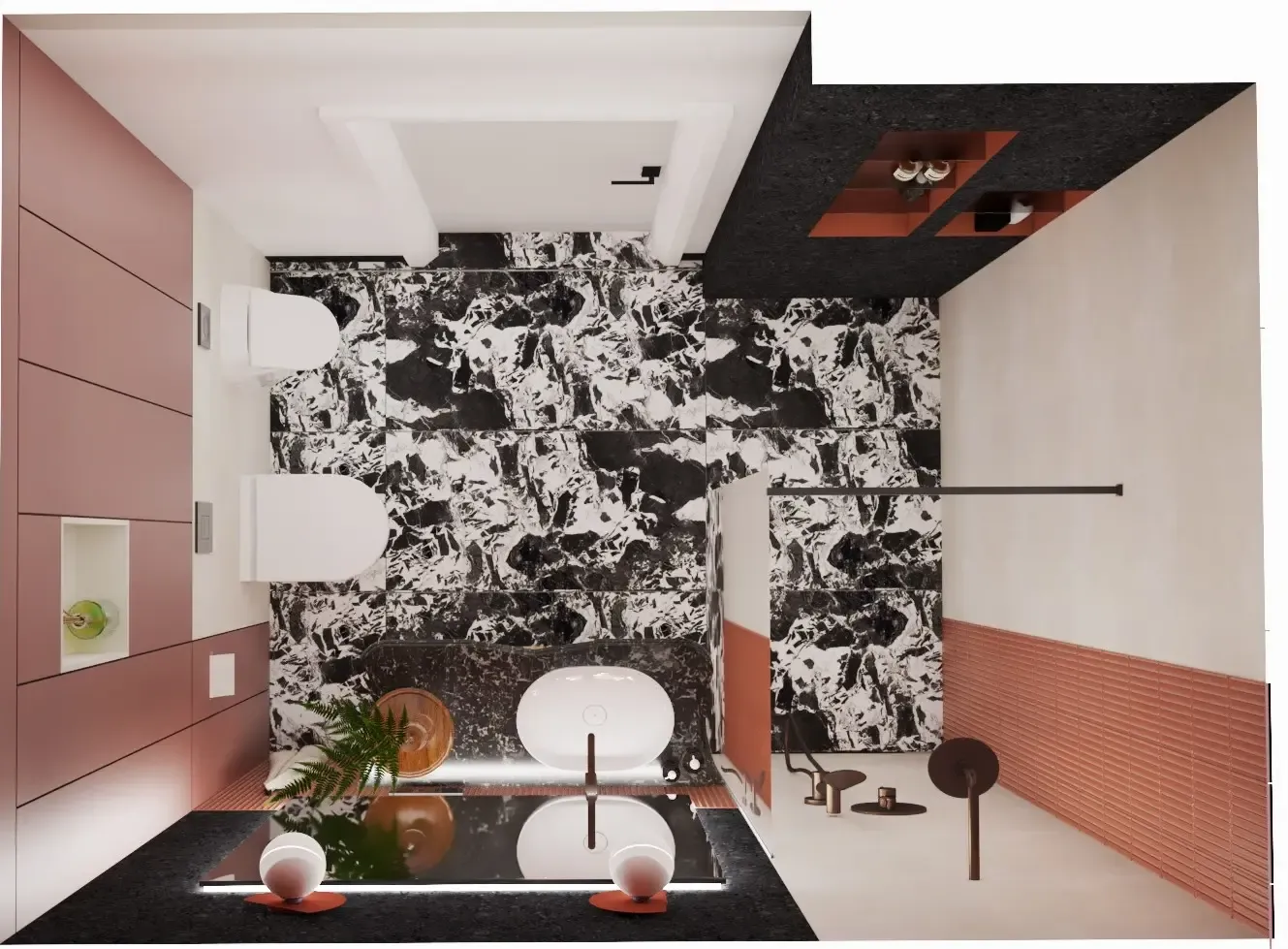 nowoczesna łazienka w kolorze ecru