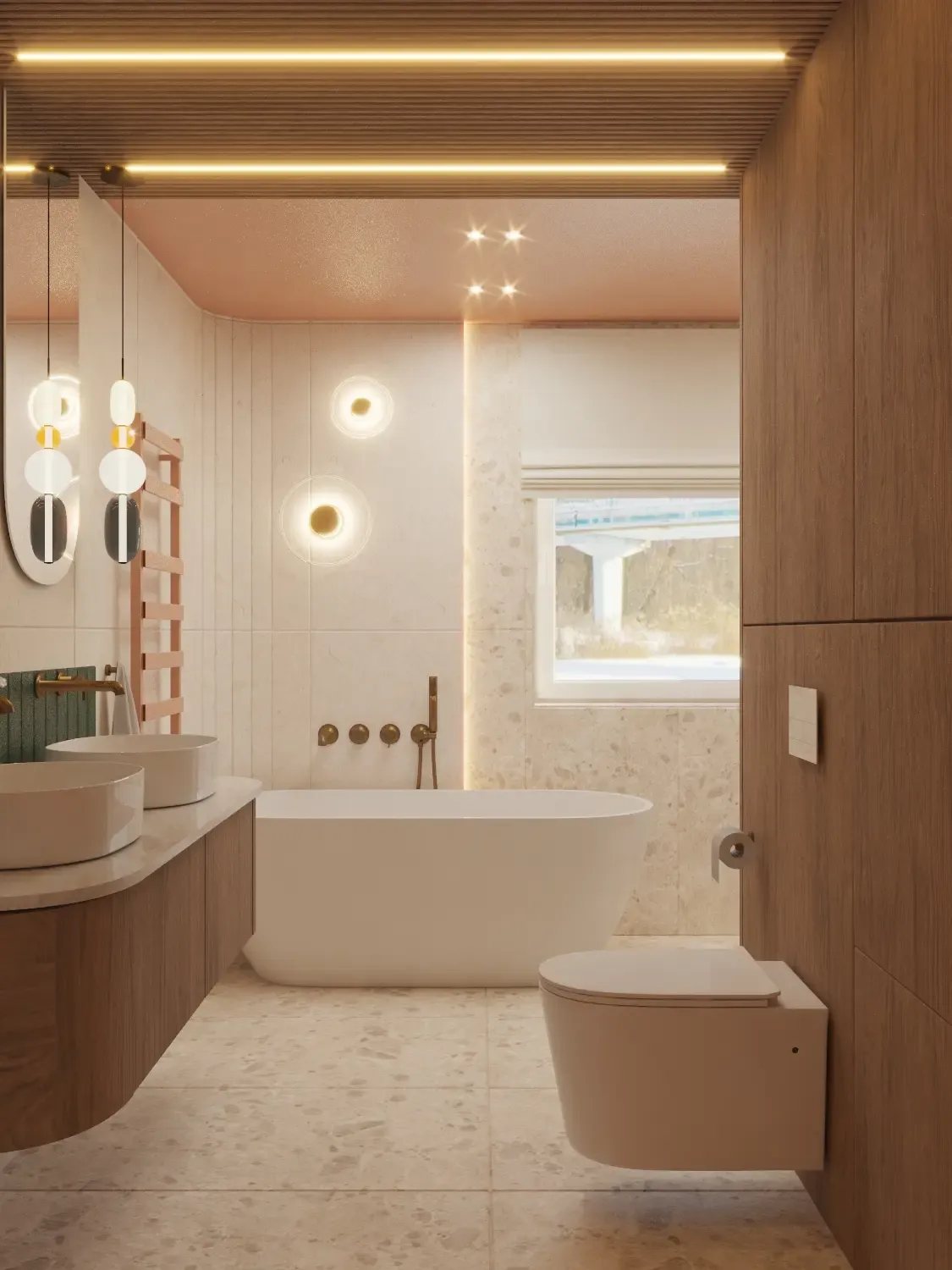 modna łazienka w drewnie