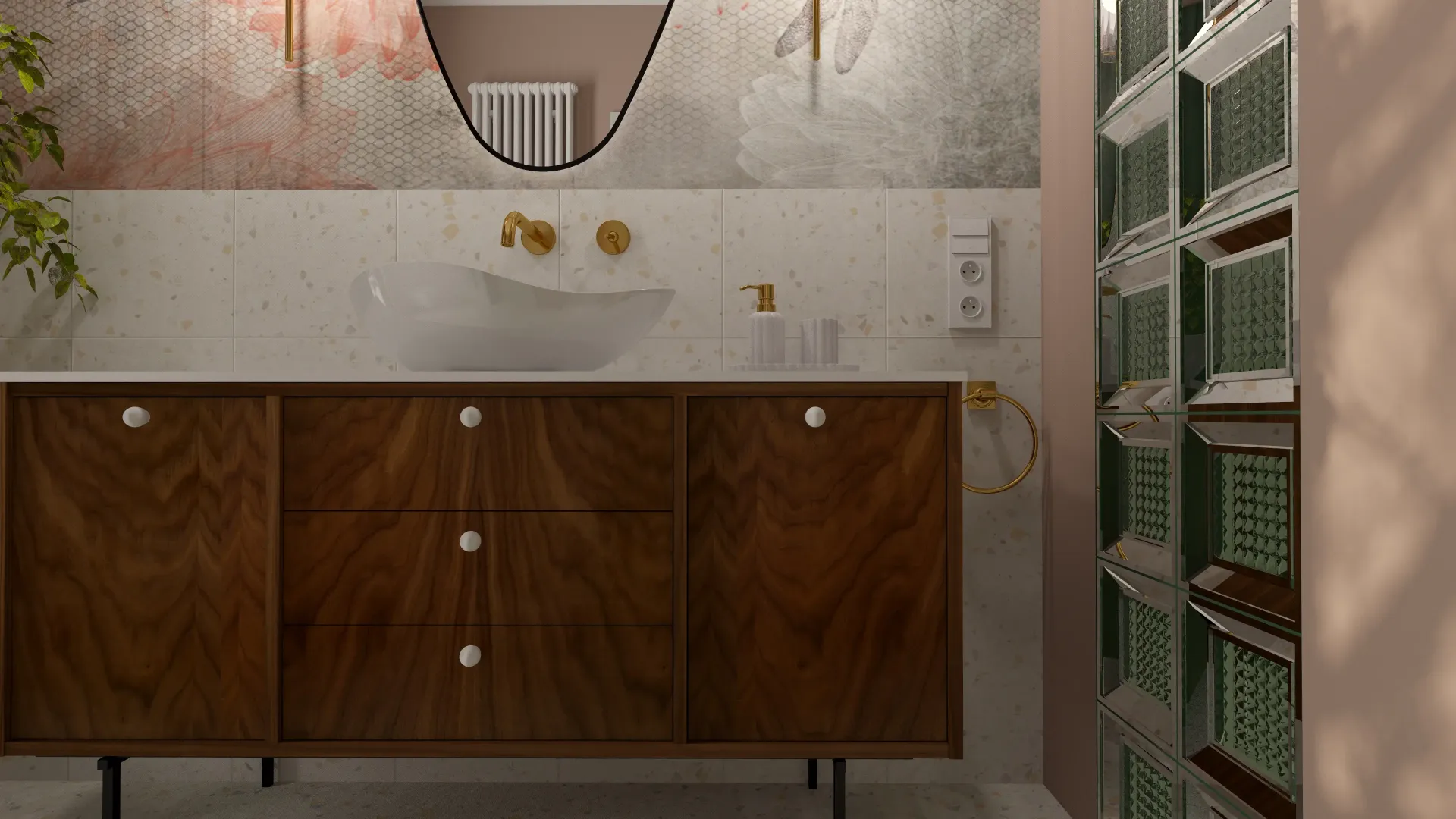 łazienka w stylu mid- century