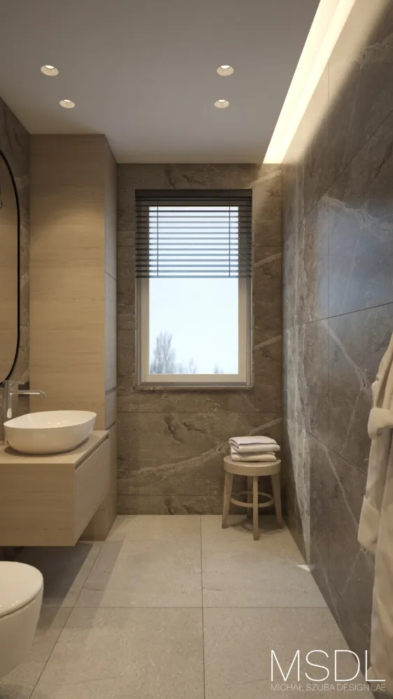 toaleta w ciepłych kolorach