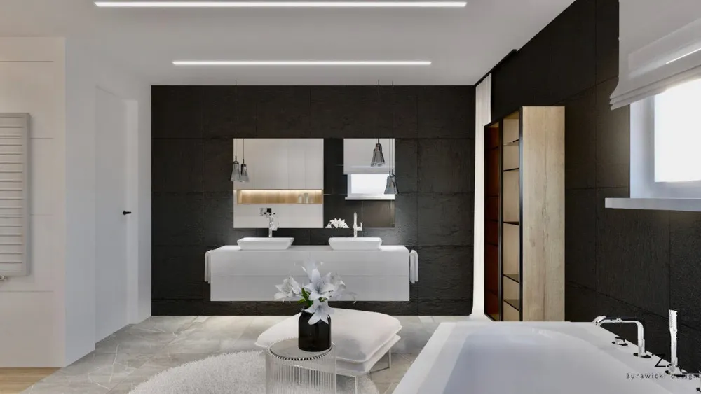 czarno-biała łazienka