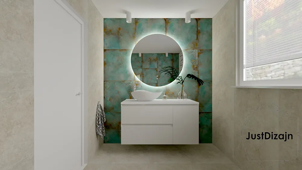 Łazienka z gresowymi płytkami z fakturą betonu