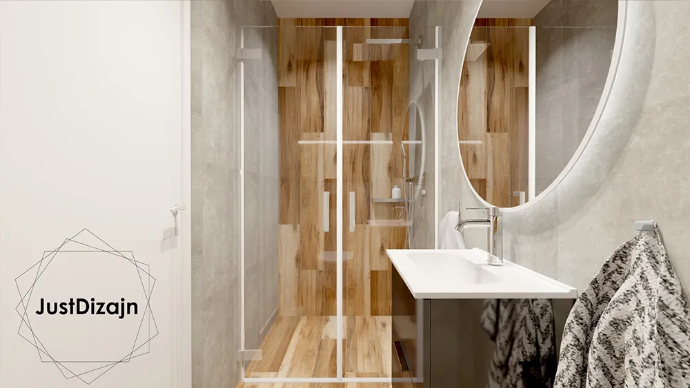 Wąska łazienka z prysznicem