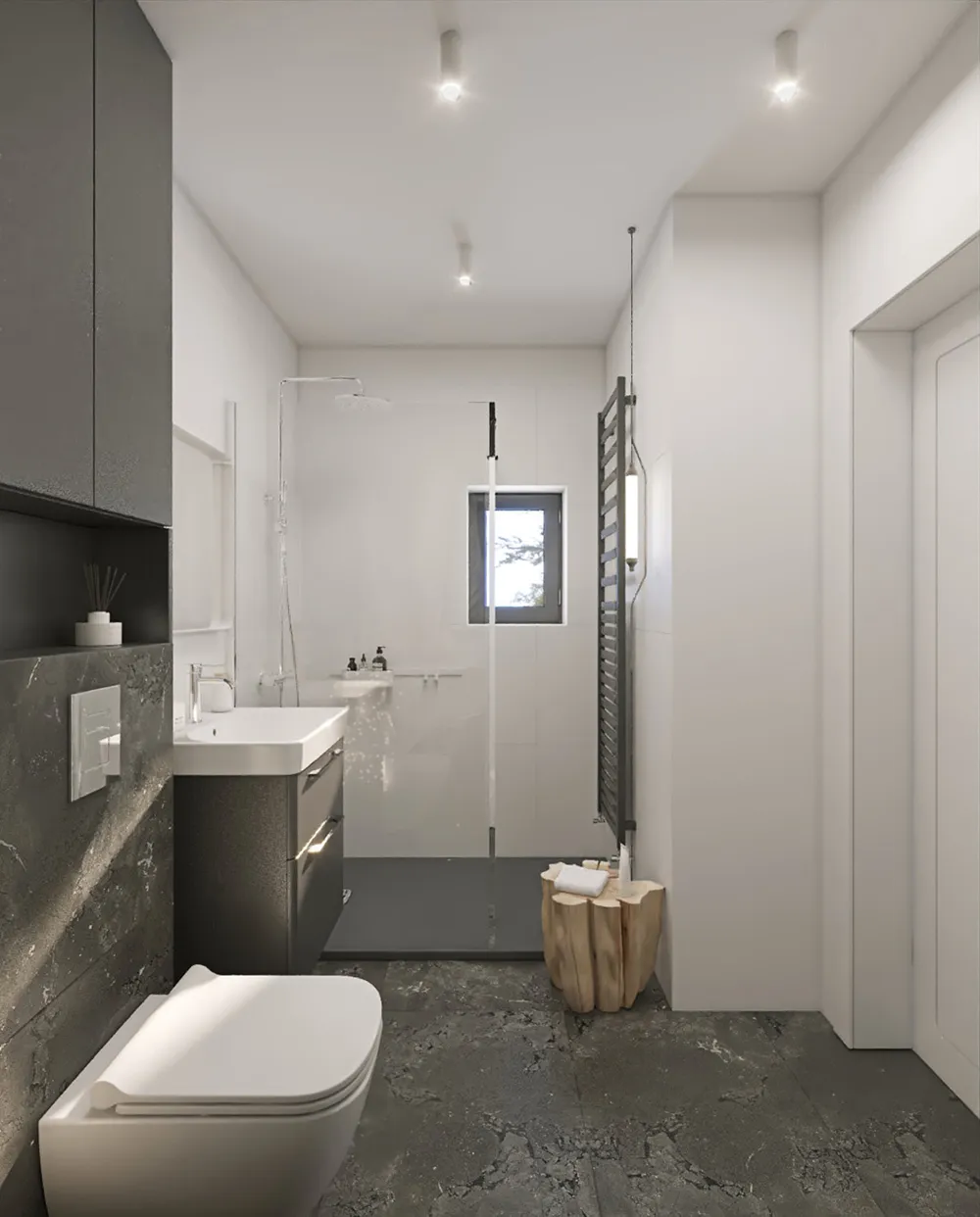 Mała łazienka w szarości