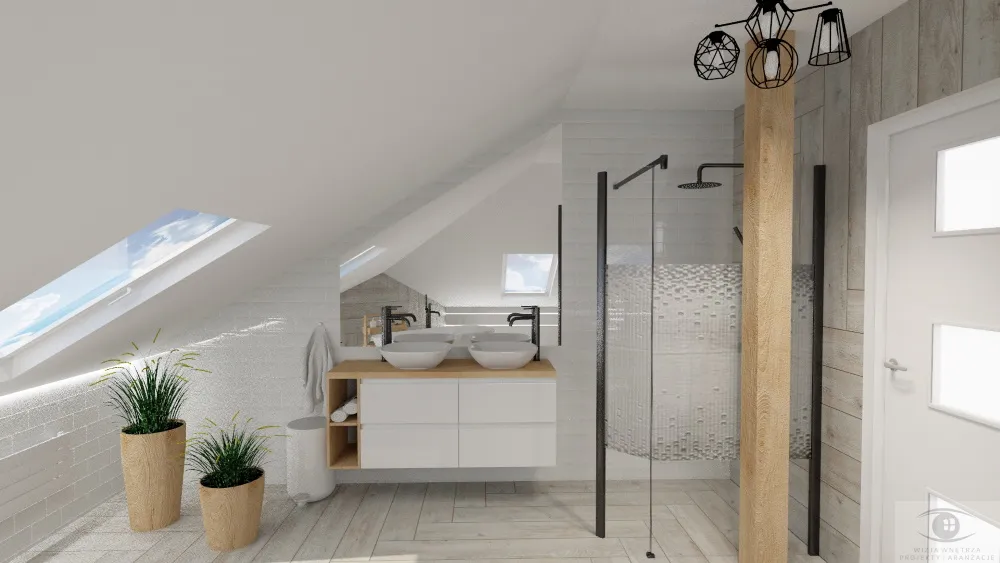 łazienka z dwiema umywalkami