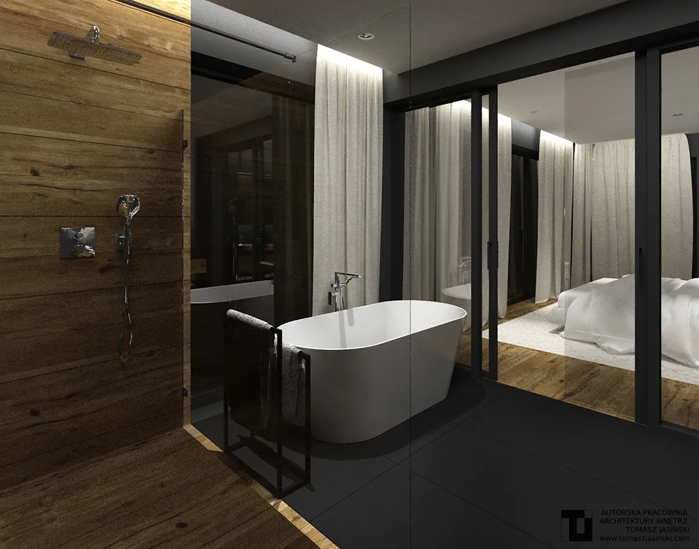 Sypialnia z łazienką, która zachwyci minimalistów