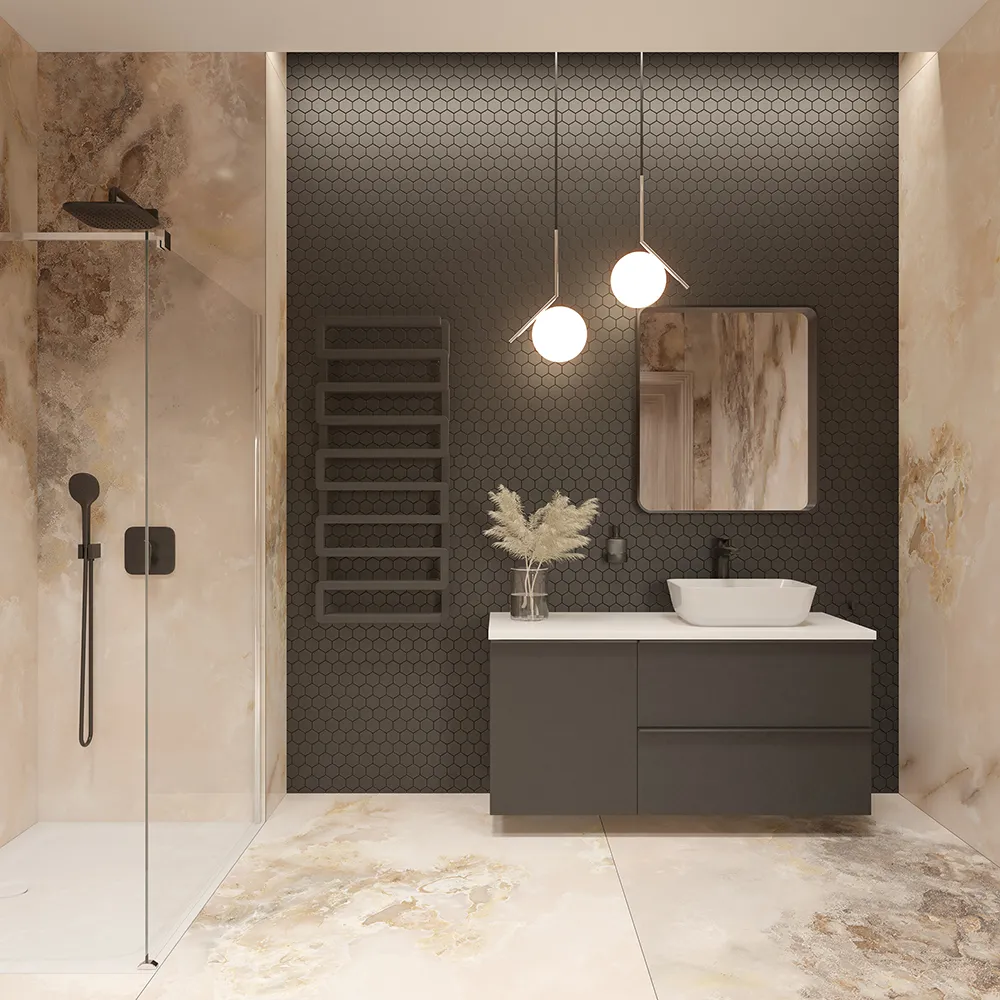 Onyks i złoto. Poznaj nowy trend w urządzaniu łazienek