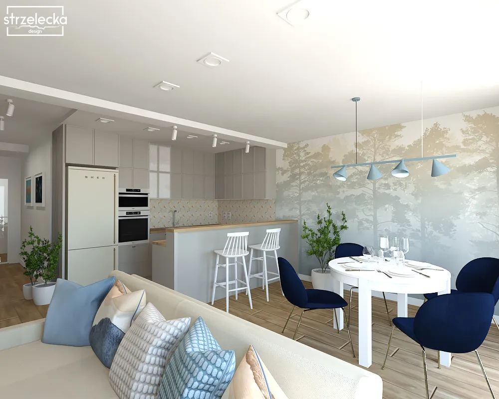 Połączenie kuchni z salonem - przytulne i harmonijne wnętrze