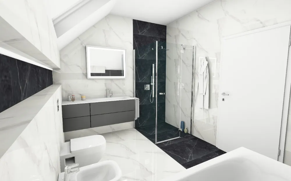 czarno-biała łazienka