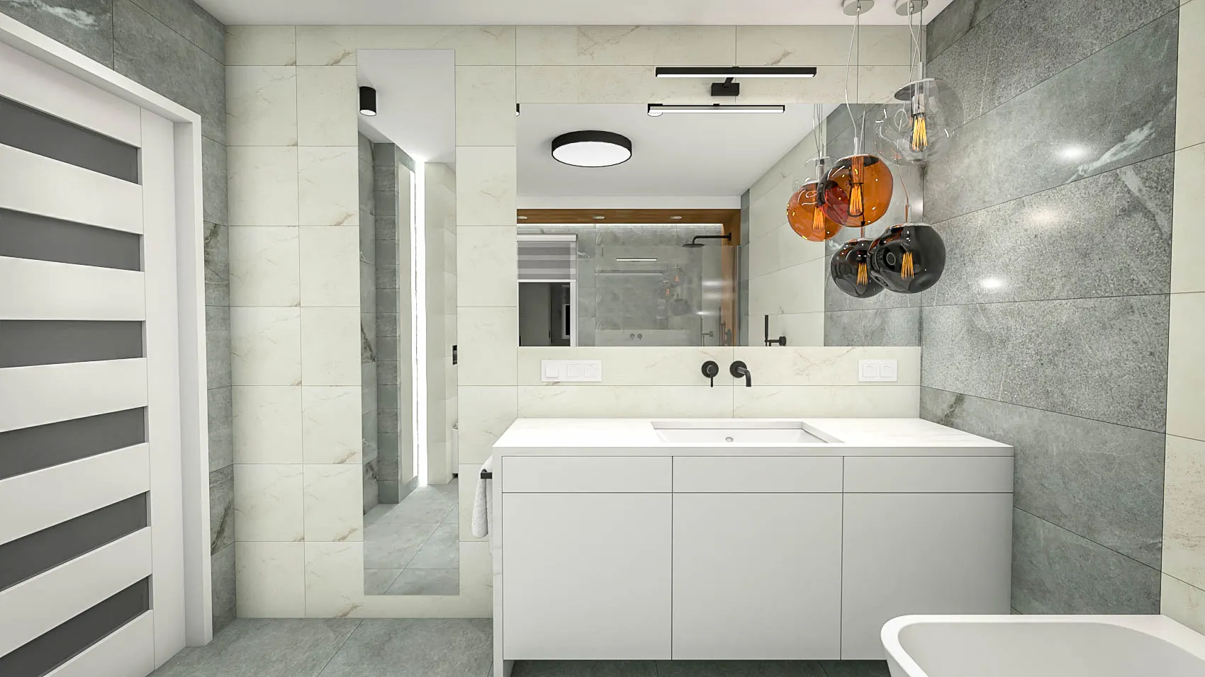 Nowoczesna łazienka z lustrami 