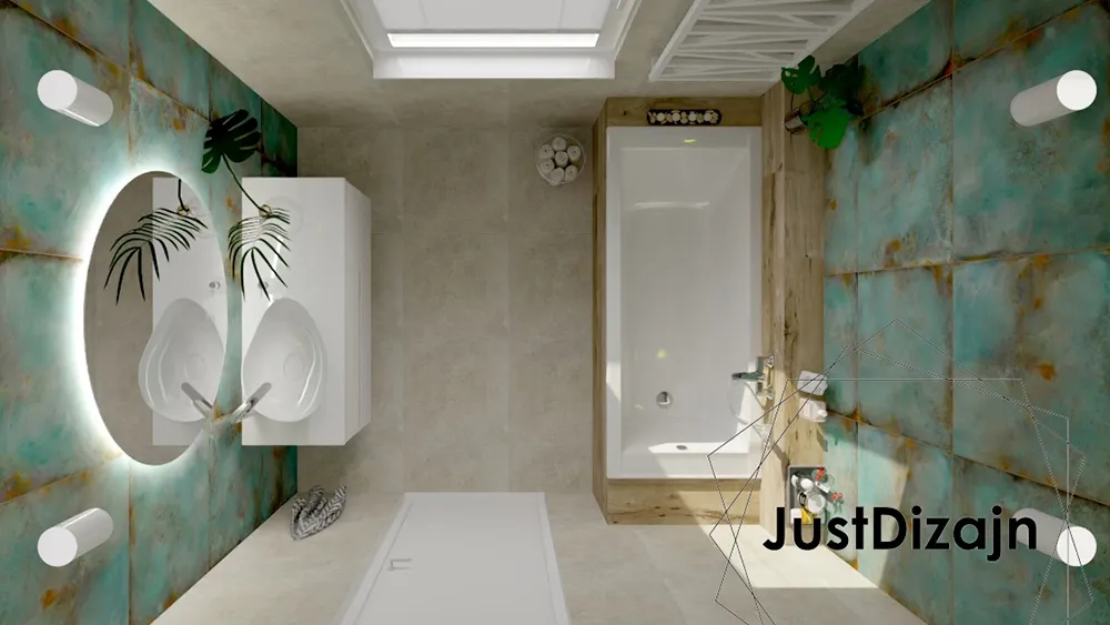 Aranżacja łazienki z turkusowym akcentem