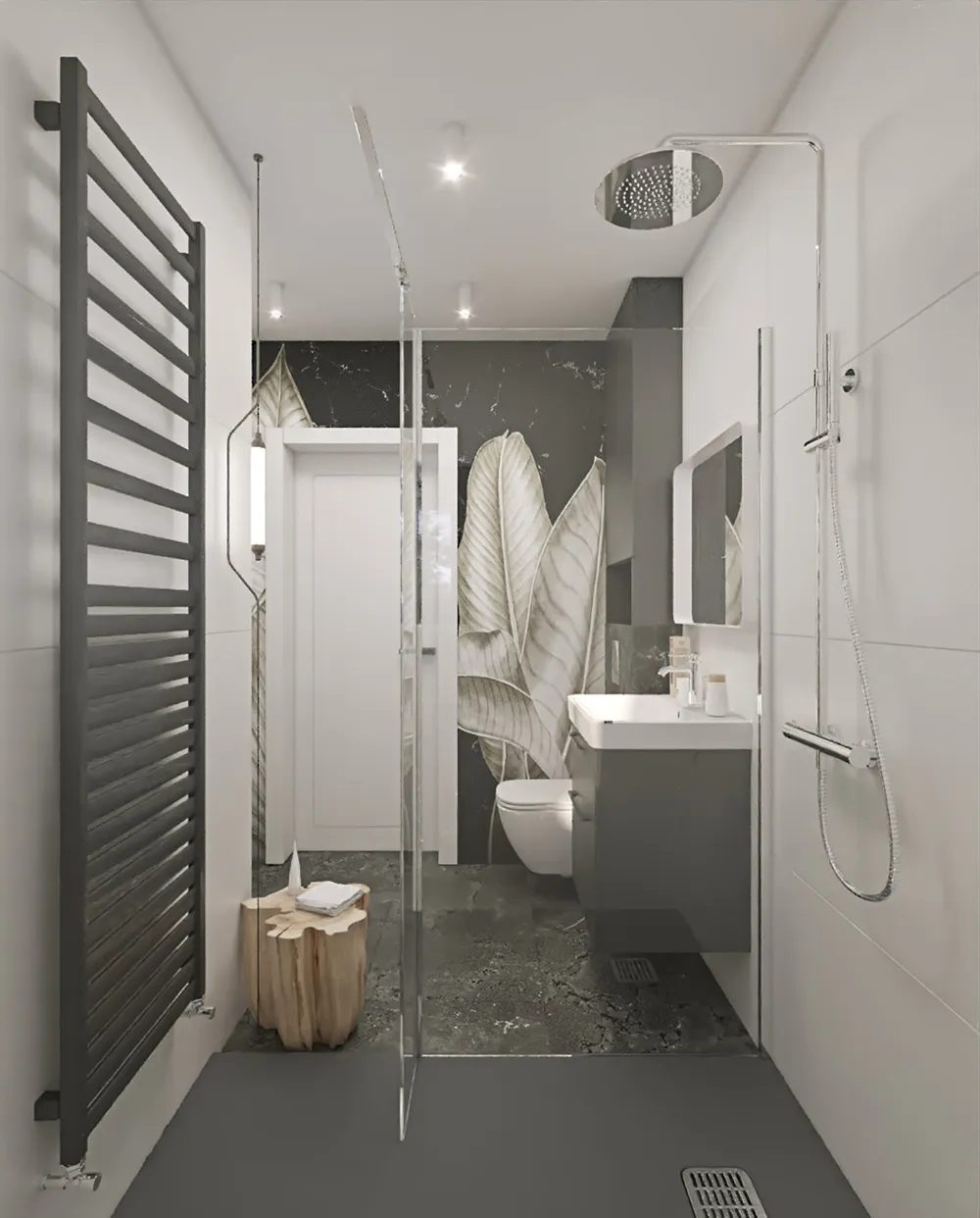 Aranżacja małej łazienki w bieli i szarości