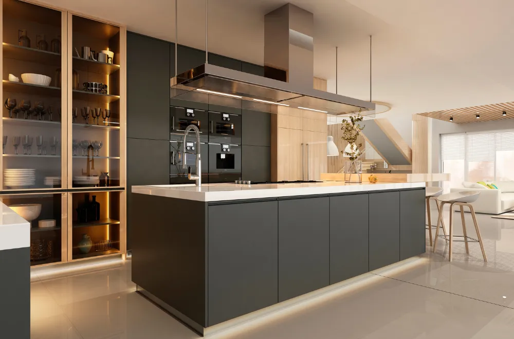 nowoczesna kuchnia ze zlewozmywakiem