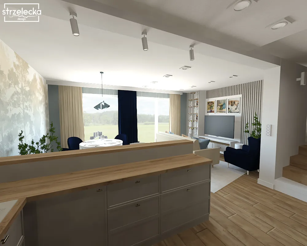 Połączenie kuchni z salonem - przytulne i harmonijne wnętrze