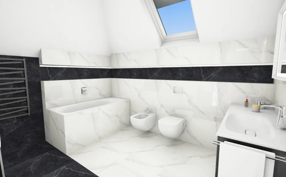 łazienka w czerni i bieli