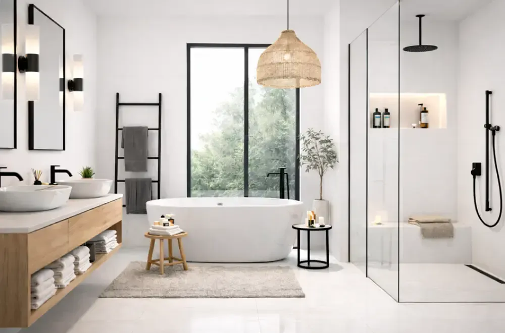 biel i czerń w łazience