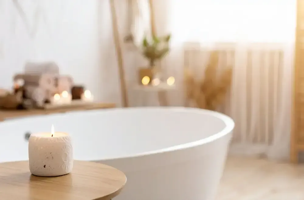 wanna biała w jasnej łazience