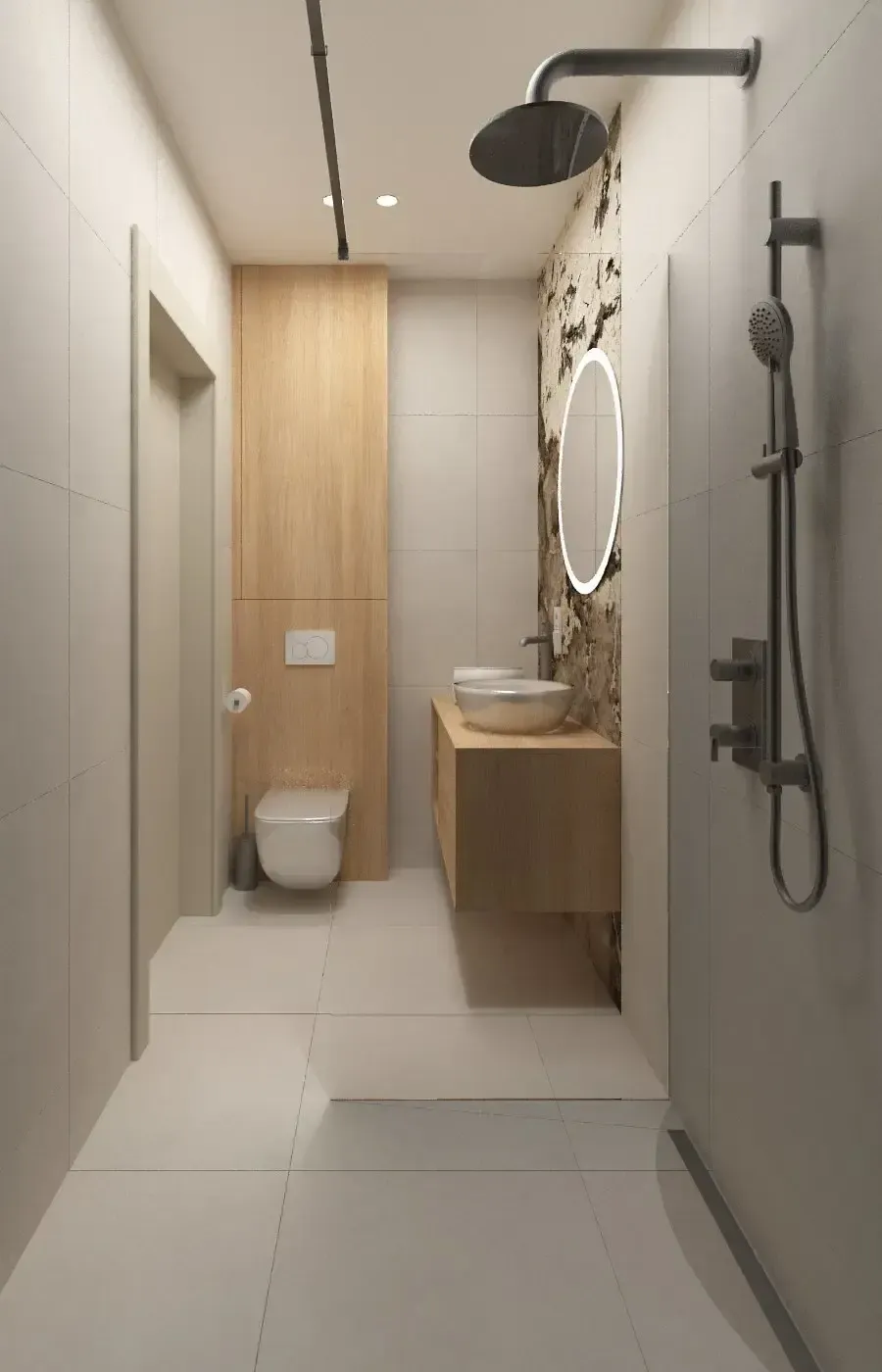 kamień i drewno w łazience