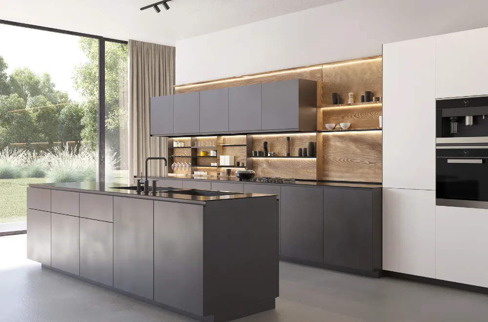 modna łazienka ze zlewozmywakiem i baterią