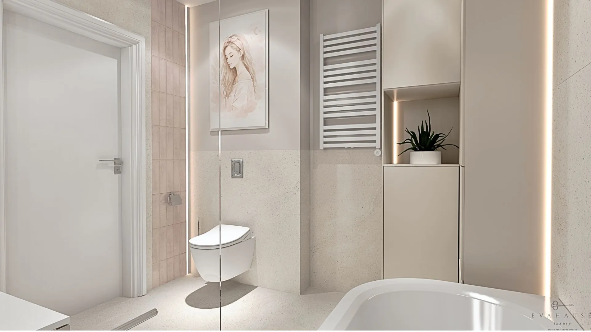 kobieca łazienka w jasnych barwach