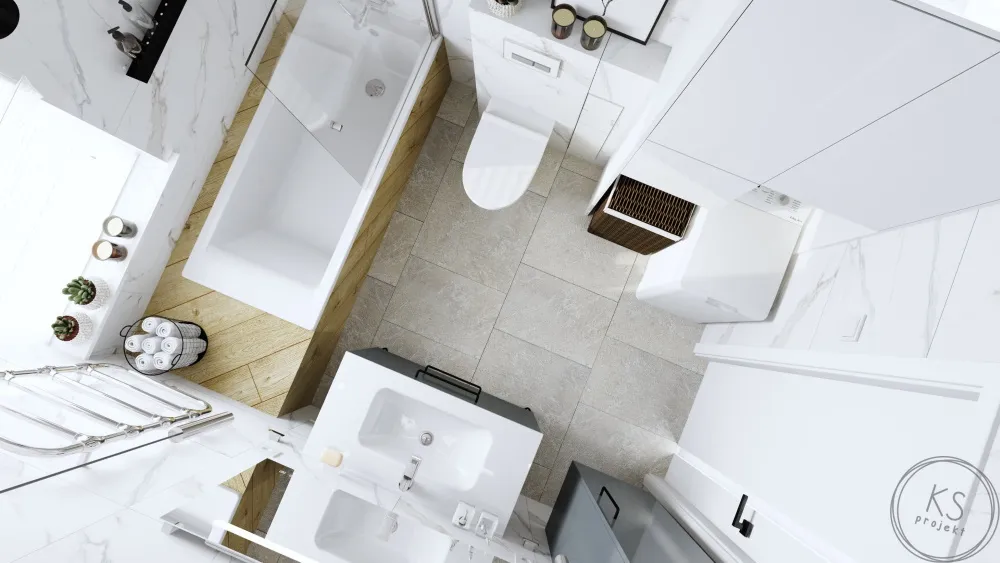 łazienka widziana z góry