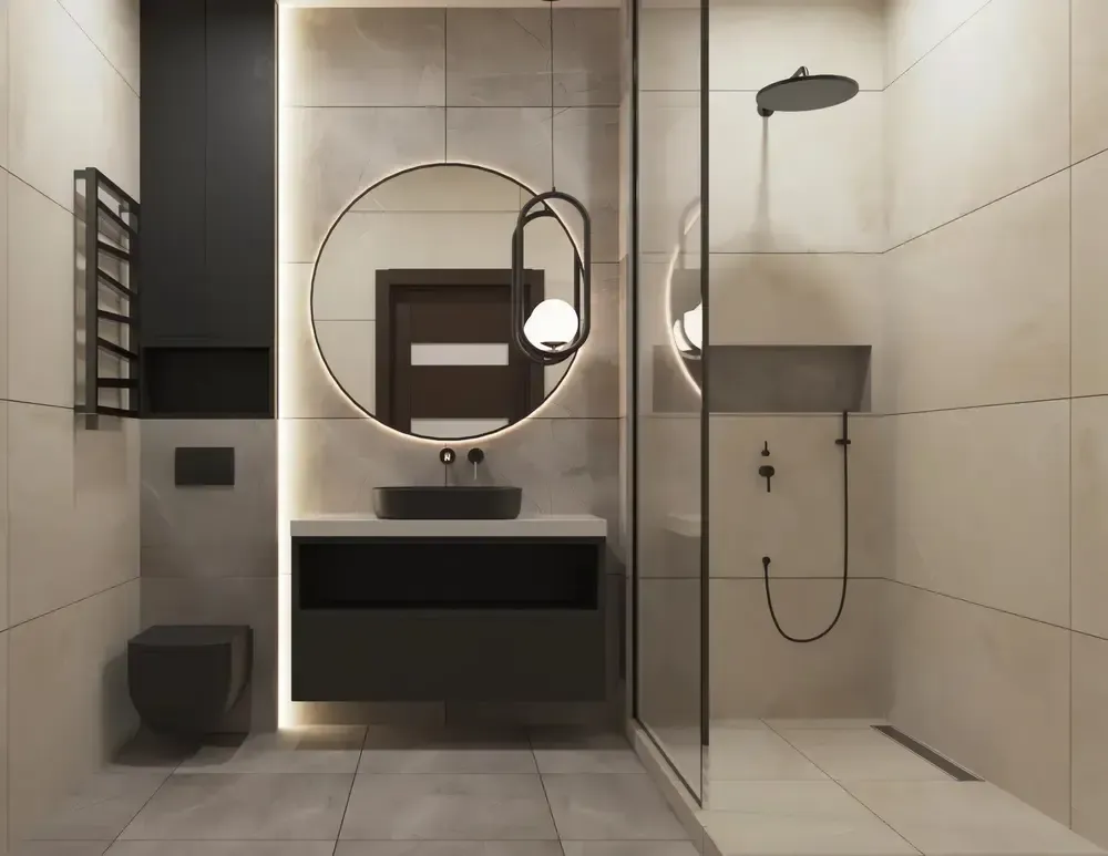 różne rodzaje wykończenia w łazience