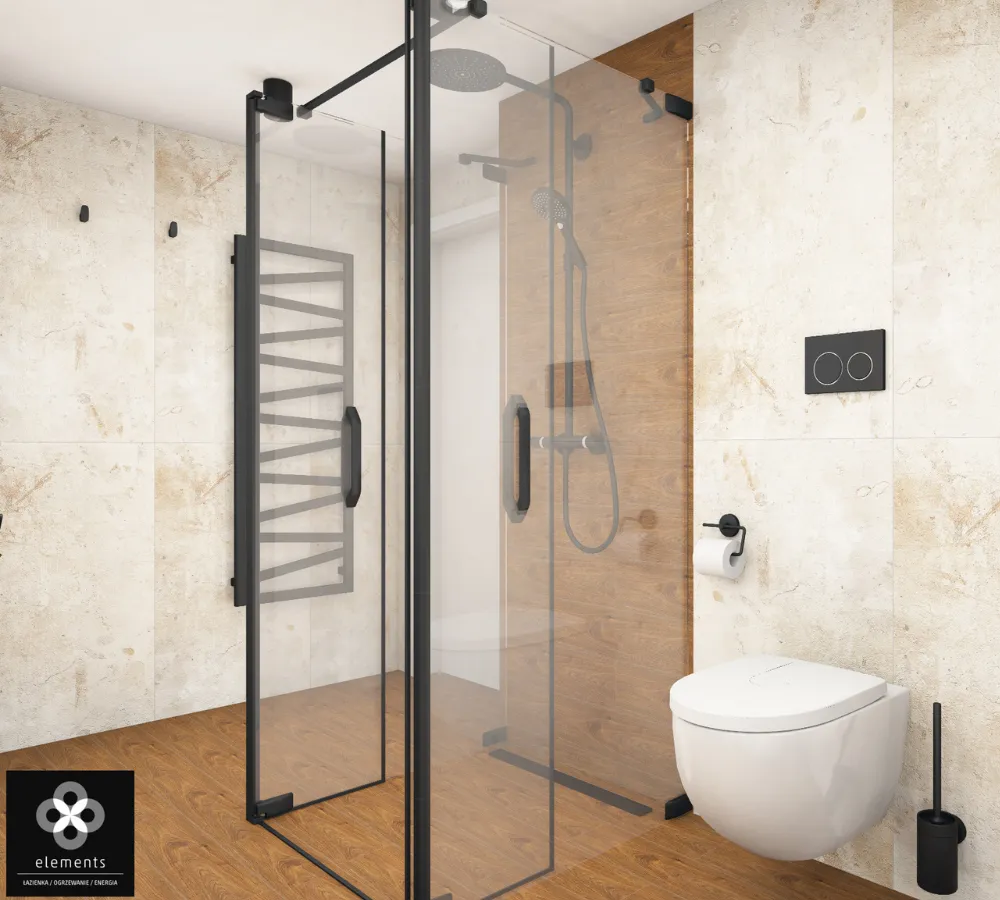 Strefa prysznicowa w industrialnej łazience