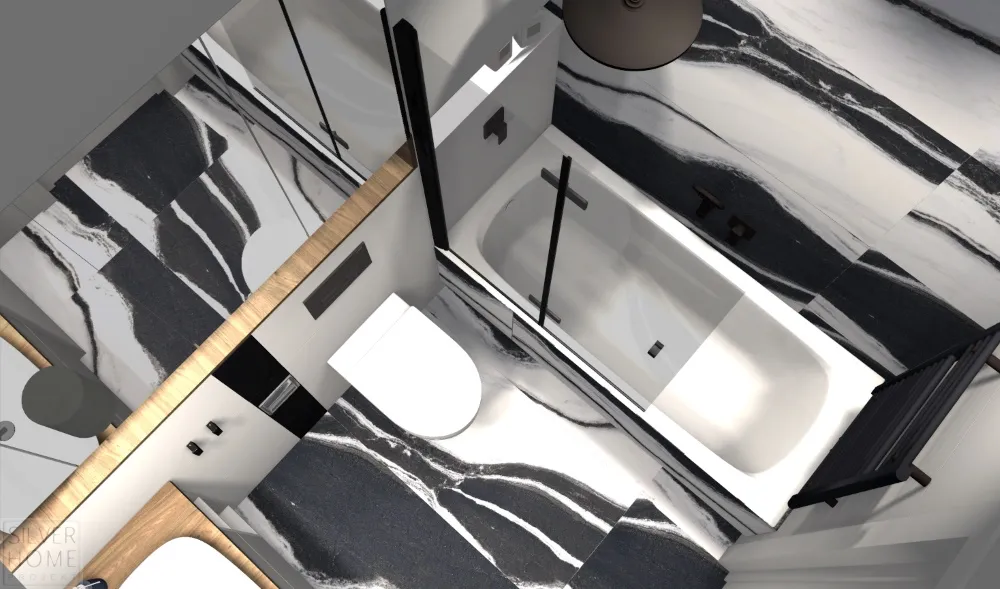 biało-czarna łazienka