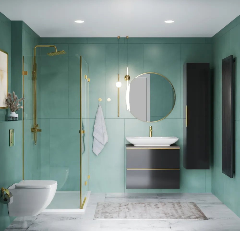 aranżacja złota łazienka VIGOUR