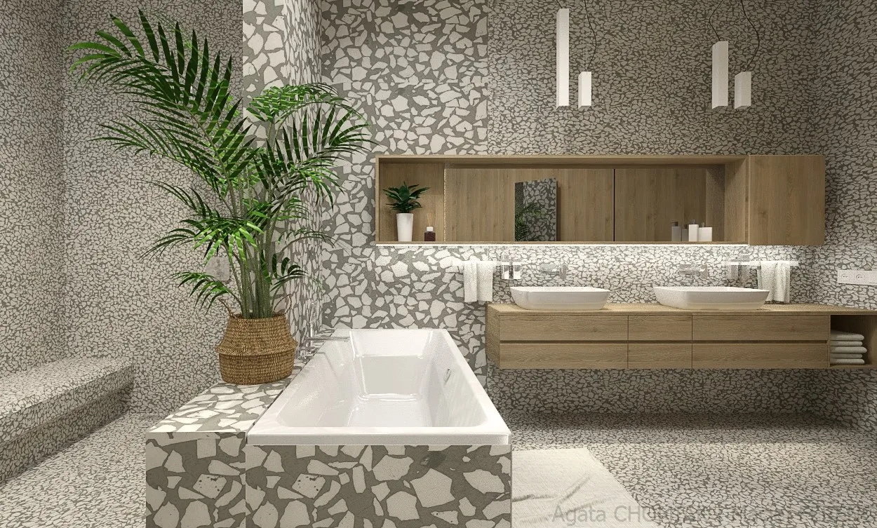 Marmurkowa łazienka w trójkącie