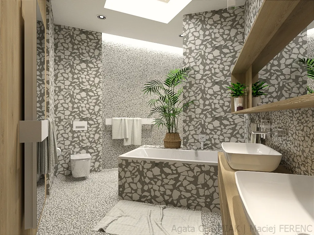 Marmurkowa łazienka w trójkącie