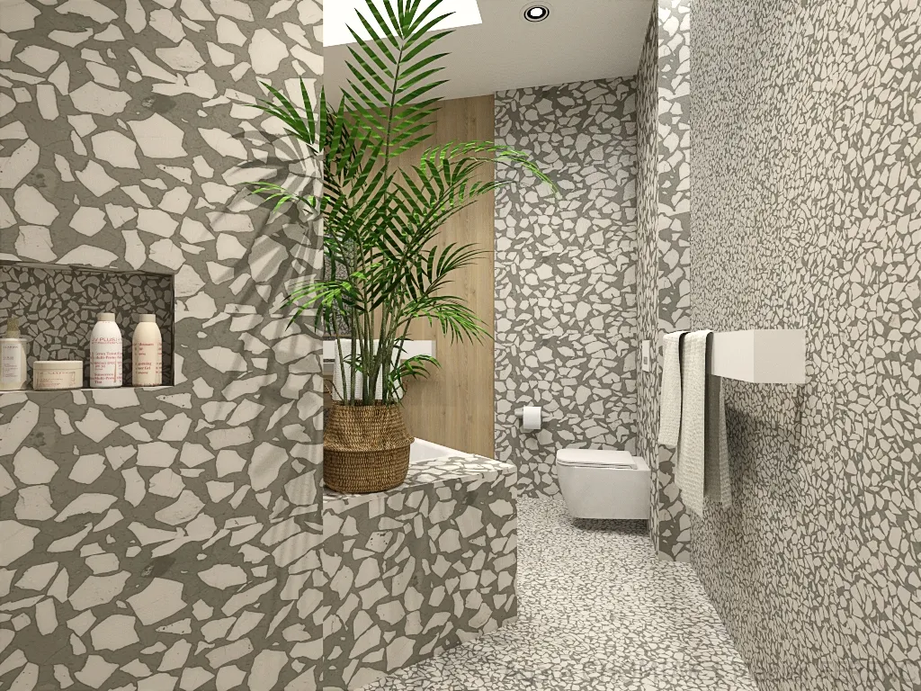 Marmurkowa łazienka w trójkącie