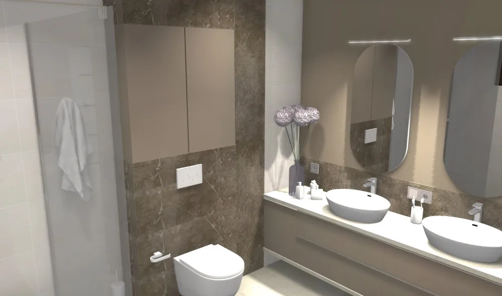 łazienka w ciepłych brązach