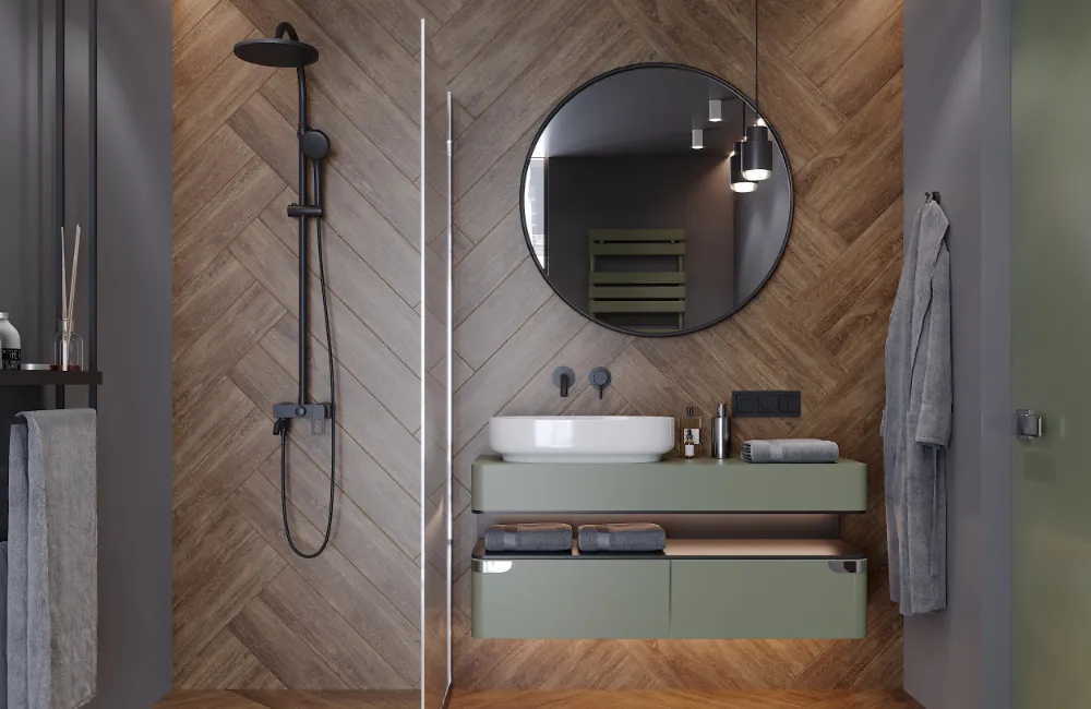 Płytki do łazienki imitujące drewno