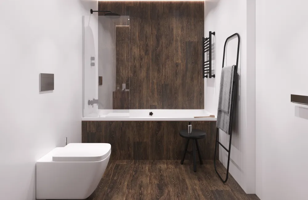 Płytki do łazienki imitujące drewno