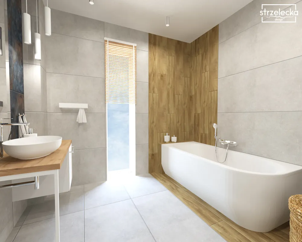 Minimalistyczna łazienka z wanną