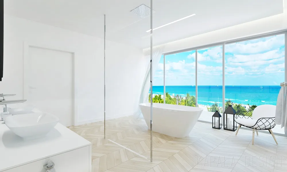 łazienka z widokiem na morze
